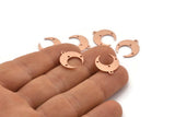 Copper Moon Charm, 12 Raw Copper Crescent Moon With 1 Loop And 3 Holes, Earrings (16x14x0.80mm) M01634
