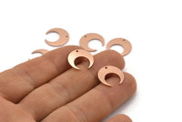 Bakır Ay Tılsımı, 1 Delikli 12 Ham Bakır Hilal Ay Tılsımı (14x13,5x0,80 mm) M01628