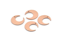 Copper Moon Charm, 12 Raw Copper Crescent Moon Charms With 1 Hole (14x13.5x0.80mm) M01630