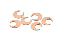 Copper Moon Charm, 12 Raw Copper Crescent Moon Charms With 1 Hole (14x13.5x0.80mm) M01630