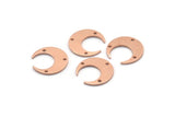 Copper Moon Charm, 12 Raw Copper Crescent Moon Charms With 3 Holes (14x13.5x0.80mm) M01632