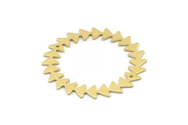 Brass Circle Charm, 2 Raw Brass Circle Charms With 2 Holes, Brass Pendants, Findings, Connectors (42x0.80mm) M01619