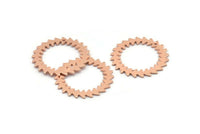 Copper Circle Charm, 2 Raw Copper Circle Charms With 1 Hole, Copper Connectors, Findings, Connectors (25x0.80mm) M01623
