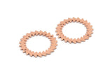 Copper Circle Charm, 2 Raw Copper Circle Charms With 2 Holes, Copper Connectors, Findings, Connectors (25x0.80mm) M01625