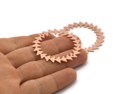 Copper Circle Charm, 2 Raw Copper Circle Charms With 2 Holes, Copper Connectors, Findings, Connectors (42x0.80mm) M01621