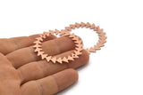Copper Circle Charm, 2 Raw Copper Circle Charms With 2 Holes, Copper Connectors, Findings, Connectors (42x0.80mm) M01621