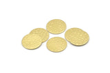 Brass Round Tag, 12 Hammered Raw Brass Round Stamping Blanks, Findings (16x0.80mm) M01507