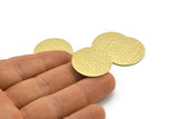 Brass Round Tag, 6 Hammered Raw Brass Round Stamping Blanks, Findings (25x0.80mm) M01509