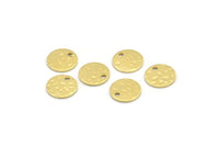 Pirinç Yuvarlak Charm, 1 Delikli 50 Çekiçlenmiş Ham Pirinç Yuvarlak Charm, Bulgular (10x0,80 mm) M01520