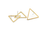 Brass Triangle Earring, 6 Raw Brass Triangle Stud Earrings (33x29x2x1mm) D1022 A2032