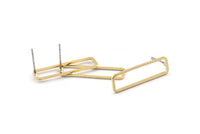 Brass Rectangle Earring, 10 Raw Brass Rectangle Stud Earrings (7x26x1mm) D0166 A2038
