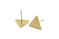 Brass Triangle Earring, 6 Raw Brass Triangle Stud Earrings (11x1.6mm) D0130 A2037