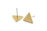Brass Triangle Earring, 6 Raw Brass Triangle Stud Earrings (11x1.6mm) D0130 A2037