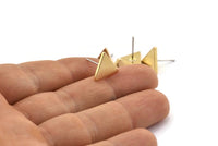 Brass Triangle Earring, 6 Raw Brass Triangle Stud Earrings (11x1.6mm) D0130 A2037