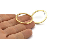 Brass Circle Earring, 6 Raw Brass Circle Stud Earrings (30x2x2mm) E010 A2036