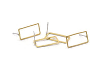 Brass Rectangle Earring, 12 Raw Brass Rectangle Stud Earrings (10x20x0.80mm) D0328 A2034
