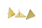 Brass Triangle Earring, 4 Raw Brass Triangle Stud Earrings (19x18x1mm) M01101 A2012