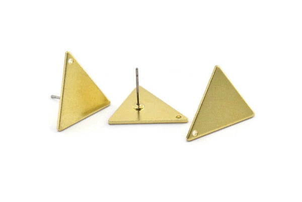 Brass Triangle Earring, 4 Raw Brass Triangle Stud Earrings (19x18x1mm) M01101 A2012