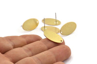 Brass Oval Earring, 6 Raw Brass Oval Stud Earrings (21x12x0.80mm) D1112 A2019