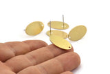 Brass Oval Earring, 6 Raw Brass Oval Stud Earrings (21x12x0.80mm) D1112 A2019