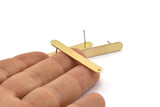 Brass Oval Earring, 6 Raw Brass Oval Stud Earrings (39x6x0.80mm) D1355 A2021