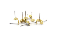 Brass Round Earring, 24 Raw Brass Round Stud Earrings With 1 Hole (5.5x0.80mm) D1414 A2029