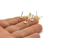 Brass Round Earring, 24 Raw Brass Round Stud Earrings With 1 Hole (5.5x0.80mm) D1414 A2029