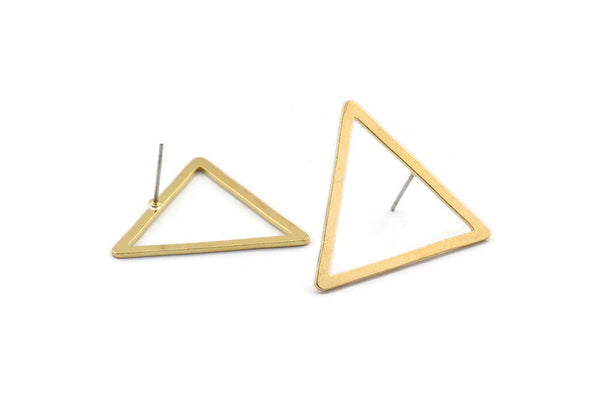 Brass Triangle Earring, 6 Raw Brass Triangle Stud Earrings (31x27x2x1mm) D1023 A2023