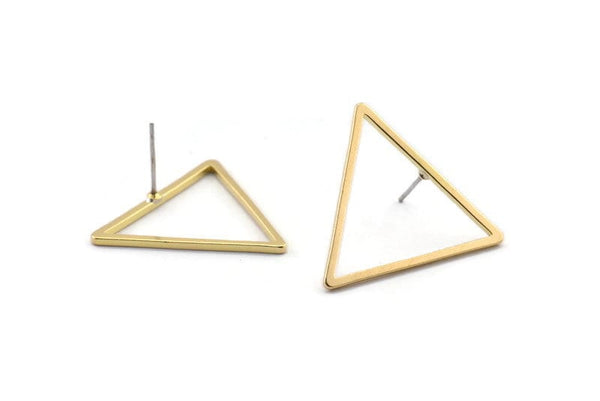 Brass Triangle Earring, 12 Raw Brass Triangle Stud Earrings (27x1mm) BS 1028 A2056