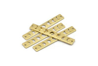 Brass Rectangle Charm, 10 Hammered Raw Brass Moon Phases Charms With 2 Holes, Stamping Blanks (40x6x0.80mm) M01515