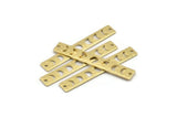 Brass Rectangle Charm, 10 Hammered Raw Brass Moon Phases Charms With 2 Holes, Stamping Blanks (40x6x0.80mm) M01515