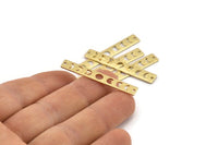 Brass Rectangle Charm, 10 Hammered Raw Brass Moon Phases Charms With 2 Holes, Stamping Blanks (40x6x0.80mm) M01515