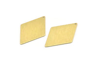 Brass Diamond Charm, 6 Textured Raw Brass Diamond Charms With 1 Hole (40x26x0.80mm) M01512