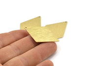 Brass Diamond Charm, 6 Textured Raw Brass Diamond Charms With 1 Hole (40x26x0.80mm) M01512