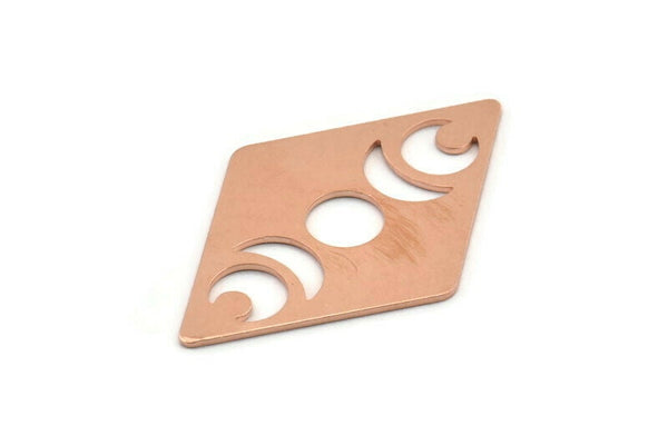 Copper Diamond Blank, 6 Raw Copper Moon Blanks, Rhombus Blanks (40x26x0.80mm) M01537