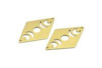 Brass Diamond Charm, 6 Textured Raw Brass Moon Charms With 2 Holes, Rhombus Blanks (40x26x0.80mm) M01529