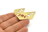 Brass Diamond Charm, 6 Textured Raw Brass Moon Charms With 2 Holes, Rhombus Blanks (40x26x0.80mm) M01529