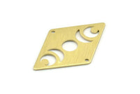 Brass Diamond Charm, 6 Textured Raw Brass Moon Charms With 2 Holes, Rhombus Blanks (40x26x0.80mm) M01530