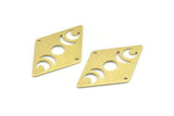 Brass Diamond Charm, 6 Textured Raw Brass Moon Charms With 2 Holes, Rhombus Blanks (40x26x0.80mm) M01530