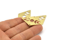Brass Diamond Charm, 6 Textured Raw Brass Moon Charms With 2 Holes, Rhombus Blanks (40x26x0.80mm) M01530