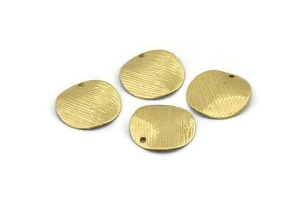 Pirinç Disk Charm, 1 Delikli 24 Dokulu Ham Pirinç Yuvarlak Disk Charm (16 mm) A1989
