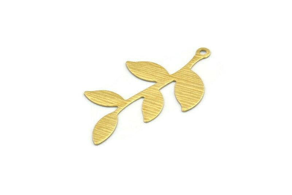 Brass Leaf Charm, 50 Textured Raw Brass Leaf Charms With 1 Loop, Findings (35x19x0.40mm) A1979