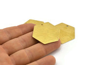 Brass Hexagon Charm, 4 Textured Raw Brass Hexagon Charms With 1 Hole, Blanks (30x0.80mm) A1987