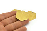 Brass Hexagon Charm, 4 Textured Raw Brass Hexagon Charms With 1 Hole, Blanks (30x0.80mm) A1987
