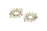 Silver Sun Charm, 8 Antique Silver Plated Brass Sunshine Pendants With 2 Loops, Connectors (36x30x0.50mm) A1516 H1230