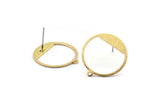 Brass Round Earring, 8 Raw Brass Textured Round Stud Earrings With 1 Loop (22x21x0.70mm) D0772 A2091