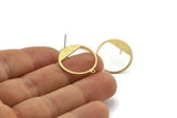 Brass Round Earring, 8 Raw Brass Textured Round Stud Earrings With 1 Loop (22x21x0.70mm) D0772 A2091