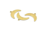 Brass Moon Charm, 12 Raw Brass Crescent Moon Charms With 1 Loop (10x25x0.80mm) A1803