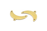 Brass Moon Charm, 12 Raw Brass Crescent Moon Charms With 1 Loop And 2 Holes (10x25x0.80mm) A1729