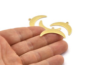 Brass Moon Charm, 12 Raw Brass Crescent Moon Charms With 1 Loop (10x30x0.80mm) A1723